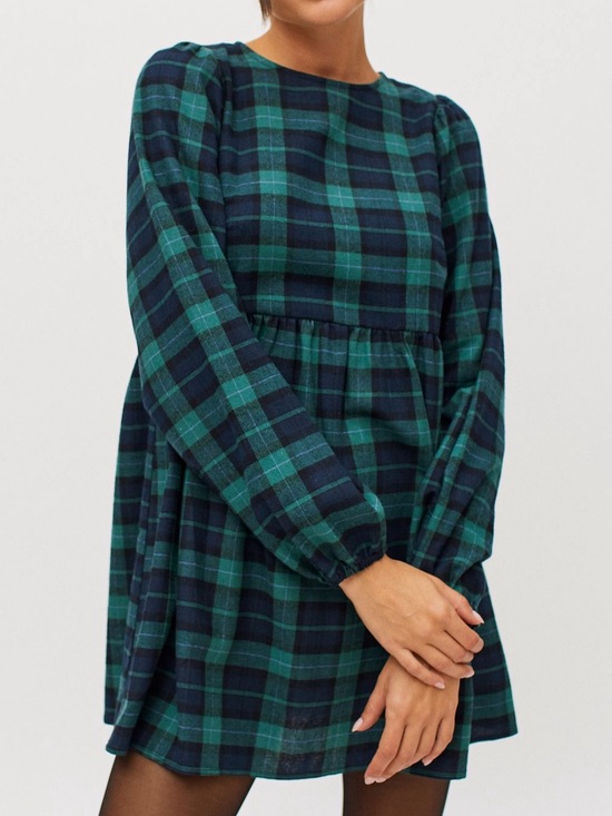 Urban Renewal Dresses & Skirts - Urban Renewal Remnants Plaid Balloon
Sleeve Dress